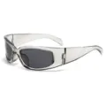 Gafas de sol deportivas Y2K de moda con montura gris translúcida para ciclismo outdoor - Estilo Irregular (2280) / Gris Transparente Gris Oscuro