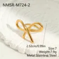 Vergoldeter Edelstahlring mit Schleifenknoten, Größe 7 und 7,9g Gewichtsangabe - Größe 7 / Schleife Knoten Design (NMSR-M724-2) / Gold