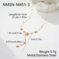 Detailed dimensions of gold-plated stainless steel eight-pointed star tassel necklace - Necklace Only (Gold) (NMSN-M451-3) / 18K Gold