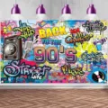 Lebhafter Retro 90er Jahre Hip Hop Graffiti Fotohintergrund für Party und Streetdance - 95x75cm