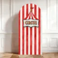 Vintage Zirkus Thema Bogen Hintergrund Abdeckung mit rot-weißen Streifen Party - Normales Polyester / 50X120CM