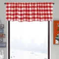 Κλασικό κόκκινο και λευκό καρό βολάν παραθύρου για διακόσμηση κουζίνας ή καφετέριας - 138x45cm / Κόκκινο Λευκό