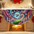 Soccer theme decorative fan flag for party and window display in home fireplace setting - Flat Style (SXQ-003) / 37.5x75cm