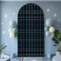 Vintage dark blue plaid arched background cloth perfect for party and wedding decoration. - Standard Polyester Style (SGX-004) / 50x120CM / Dark Blue Black Plaid