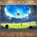 High-quality soccer stadium photography backdrop for football themed party decorations. - SBJ-003 / 95x75cm