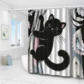 Cute black cat themed waterproof shower curtain for modern bathroom decor - YL-001 / Single Shower Curtain 90x180cm
