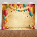 Vintage carnival balloons photography backdrop for kids birthday party decorations - 95x75cm Pack