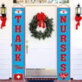 Set of two 'Thank You Nurses' blue and red vertical porch banners for Nurse Appreciation Day - 30x150cm