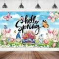 Hello Spring floral truck photography backdrop for garden party decoration - SBJ-006 / 95x75cm