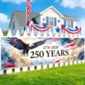 Vibrant USA 250th anniversary commemorative banner featuring eagle and stars flag design - 250th Anniversary Eagle Style (SHF-005) / 30x120cm Unit