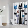 Artistic cartoon cats print waterproof shower curtain for bathroom decor - 90x180cm / Multicolor Artistic Cat (YL-005)