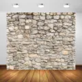 Realistic vintage stone wall texture photography backdrop for professional studio photo scenes - Retro Stone Wall (SBJ-003) / 95x75cm
