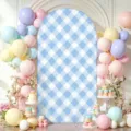 Housse de fond en arche à carreaux bleu et blanc pour décoration de fête et mariage - Style à Carreaux Bleus (SGX-003) - Version Standard / 50x120CM