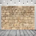 Vintage stone wall photography backdrop for studio portrait and product shooting - Yellowish Brown Stone Wall (SBJ-004) / 95x75cm