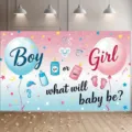 Fondo de fotografía de revelación de género para decoración de fiesta de baby shower, accesorio. - Estilo Elementos de Fiesta Ilustración de Acuarela (SBJ-002) / 95x75cm