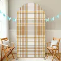 Tissu de fond en arche avec motif à carreaux jaune moutarde et beige pour fêtes - Style de Tissu Standard (SGX-005) / 50x120CM / Carreaux Fauve