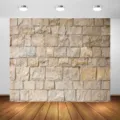 Vintage beige brick wall photography background for indoor studio photo booth scene - Retro Stone Wall (SBJ-007) / 95x75cm