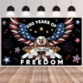 USA 250th anniversary backdrop featuring eagle and stars for Independence Day - SBJ-002 / 95x75cm / Colorful