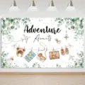 Fondo fotográfico Adventure Awaits para baby shower con motivos de viaje acuarela - Estilo Viaje Aventura (SBJ-004) / 95x75cm / Multicolor
