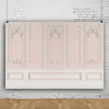 Toile de fond de photographie style cour européenne avec sculptures sur fond rose - Architecture sculptée européenne rose et blanche (SBJ-004) / 95x75cm / Rose Blanc