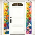 Vibrant rainbow butterfly and floral porch banners for spring garden entrance decor - SDL-002 / 30x150cm