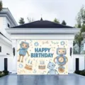 Großer Foto-Hintergrund mit Roboter-Motiv für Kindergeburtstage und Garagendekorationen - 95x75cm