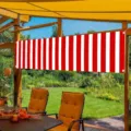 Classic red and white striped decorative banner for outdoor patio garden fence decoration. - Hole Punched Style With Rope / 30x120cm