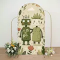 Cartoon forest robot themed arch backdrop cover for kids birthday party decoration - Standard Polyester / 50x120cm Pack