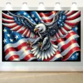 US 250th anniversary photography backdrop with eagle and flag for Independence Day decor - Bald Eagle and Star-Spangled Banner (SBJ-006)