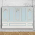 European court style photography backdrop with retro light blue and white floral carvings - European Palace Building-Carved Border (SBJ-008) / 95x75cm