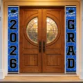 Striscioni blu per il portico di laurea 2026 con scritte Congrats GRAD e Class of 2026 - Blu (SDL-005) / 30x150cm