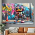 Vibrant street art graffiti robot photography backdrop canvas for kids room wall decoration - SBJ-005 Style