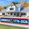 Zaunbanner zum 250. Jahrestag Amerikas mit Adler-Design 1776-2026 für den Unabhängigkeitstag - USA 250. Jahrestag Edition (SHF-007)