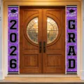 Μωβ πανό βεράντας αποφοίτησης 2026 με 'Congrats GRAD' για διακόσμηση εξώπορτας - Μωβ (SDL-006) / 30x150cm
