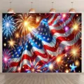 USA flag and fireworks photography backdrop variant for Independence Day party decoration - SBJ-009
