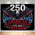 USA 250th anniversary freedom backdrop with bald eagle design and 1776-2026 commemorative text - Eagle & US 250th Anniversary Commemorative Style (SBJ-014)