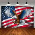 Bald eagle with American flag photography backdrop for 250th anniversary party decoration - SBJ-015