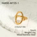 Detailansicht des goldenen Edelstahl-Knotenrings mit Größen- und Gewichtsangaben - Größe 6 / Oval Knoten Design (NMSR-M729-1) / Gold