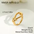 Detaillierte Größen- und Gewichtsangaben für diesen goldenen Edelstahl-Knotenring - Größe 8 / Grobes Seilgedrehtes Design (NMSR-M7110-3) / Gold