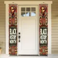 Black History Month porch banners with African woman portrait and vibrant cultural motifs - African Female Totem Style (SDL-001) / 30x150cm Pack