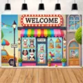 Cartoon Tierhandlung Foto Hintergrund für Kinder Rollenspiel Party Dekoration - SBJ-002 / 95x75cm