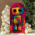Vibrant rainbow robot arch backdrop cover for children birthday party decorations - Regular Fit / 50X120CM