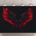Sfondo fotografico ali rosse e nere stile dark art per ritratti in studio e feste - 95x75cm
