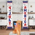 Striscioni patriottici del 4 luglio con testo God Bless America per l'arredamento - Stile SDL-001 / 30x150cm / Schema Colori Rosso Bianco e Blu