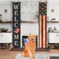Set di due striscioni per il Giorno dell'Indipendenza con stelle strisce e cuore Welcome - Stile SDL-002 / 30x150cm / Stelle e Strisce Vintage