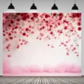 Vintage floral wedding backdrop with pink hanging flowers and soft smoke effect - 95x75cm / Style SBJ-006