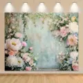 Toile de fond de mariage vintage avec des motifs romantiques de pivoines roses et blanches - Style Pastoral Frais (SBJ-0010)