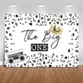 Hip hop style 1st birthday photography backdrop with boombox and crown for boy's party - SBJ-003 / 95x75cm