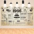 Toile de fond vintage anniversaire 1966 avec éléments de presse pour fête - Style Année 1966 (SBJ-002) / 95x75cm