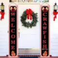 Red and white checkered crawfish theme porch banners for outdoor BBQ parties - 30x150cm (SDL-001)